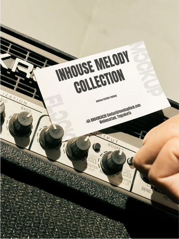 High quality business card mockup leaning on a equalizer. Aesthetic print mockup created for Adobe Photoshop