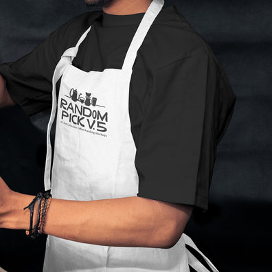 Side view of a barista wearing a white apron leaning against a metal shelf in a moody cafe environment, ideal for staff uniform branding mockup