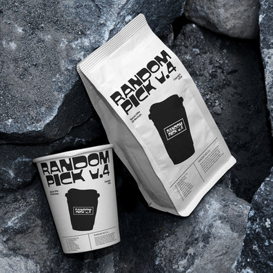 Modern cup mockup and coffee bag mockup packages on a rocky surface. made by mockup flock