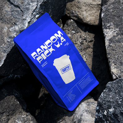 Modern coffee bag mockup packages on a rocky surface. made by mockup flock
