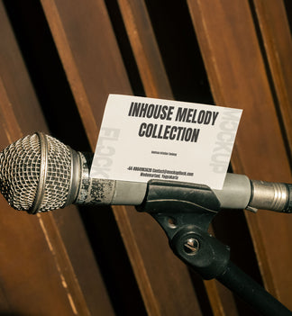 High quality business card mockup leaning on a mic hardware. Aesthetic print mockup created for Adobe Photoshop
