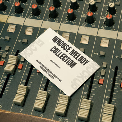 High quality business card mockup leaning on a analog mixer. Aesthetic print mockup created for Adobe Photoshop