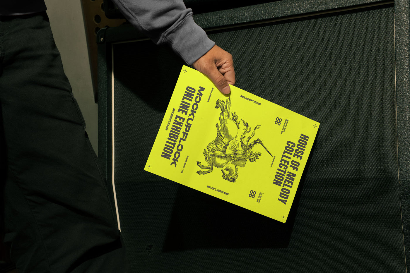 High quality poster mockup of someone holding a poster. Aesthetic print mockup created for Adobe Photoshop