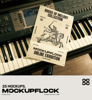 House of Melody Collection 02 delivers premium mockups inspired by music gear and stage details, ideal for musicians, designers, and creative brands.