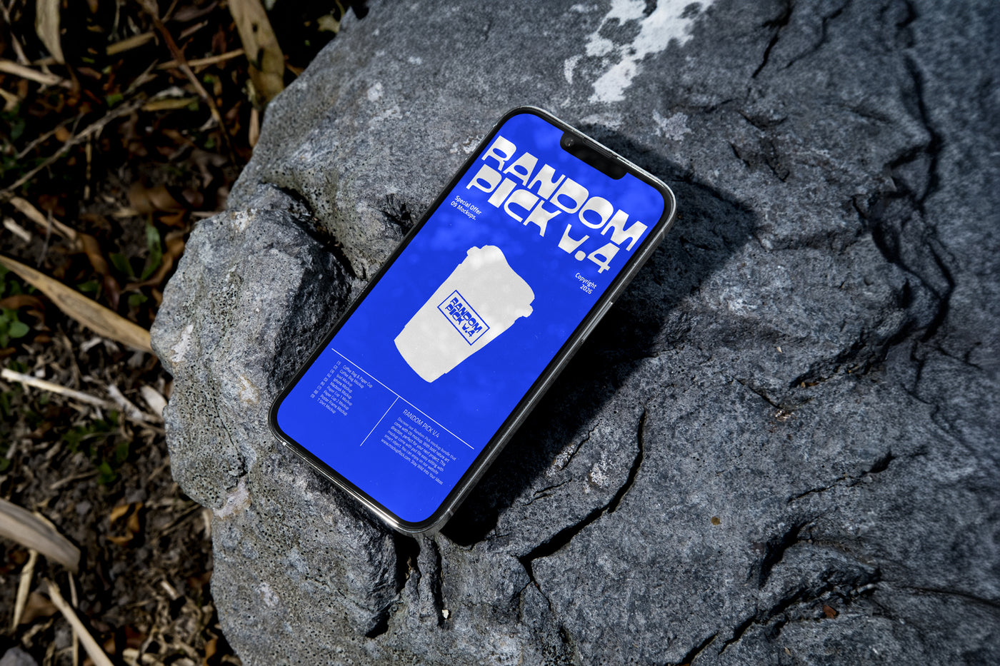 Iphone device mockup on a rock. made by mockup flock