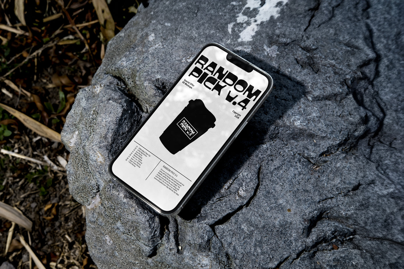 Iphone device mockup on a rock. made by mockup flock