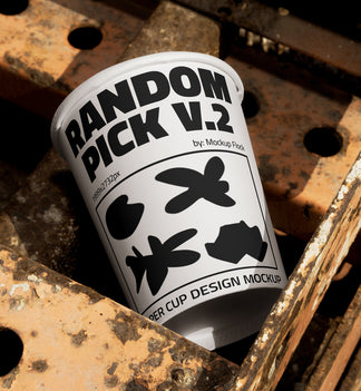urban paper cup mockup lying on rusty iron