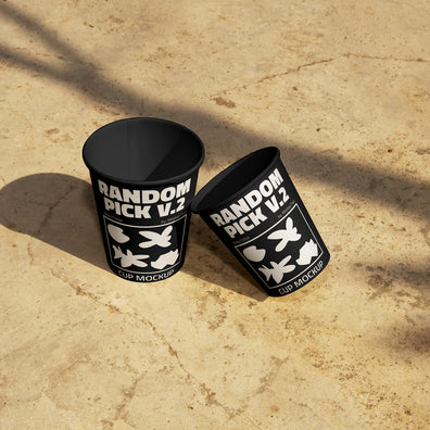 Urban paper cup mockup side by side on a urban floor
