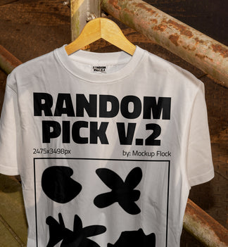 Urban apparel t-shirt on a hanger against a rusty metal background