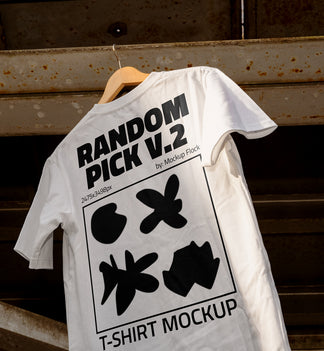 urban t shirt mockup on a metallic surface