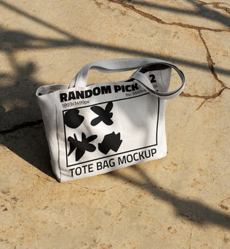 Urban Tote bag mockup on a urban floor