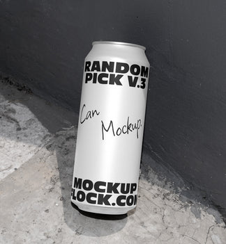 urban can mockup on a realistic concrete surface