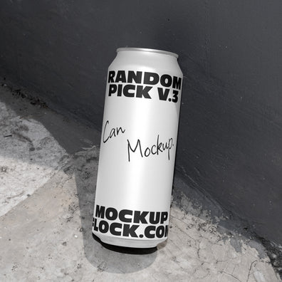 urban can mockup on a realistic concrete surface