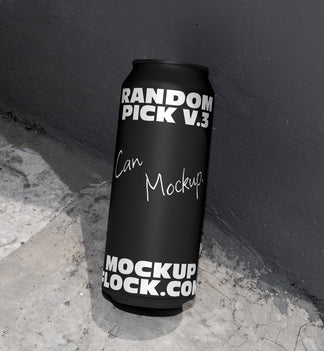 urban can mockup on a realistic concrete surface