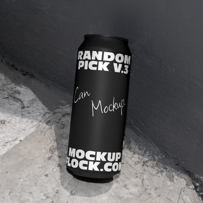 urban can mockup on a realistic concrete surface