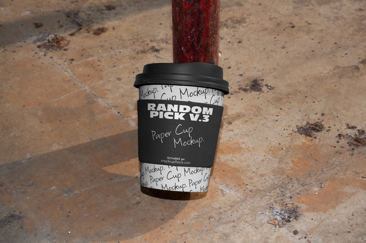 urban paper cup leaning on the leg of the chair mockup by mockup flock