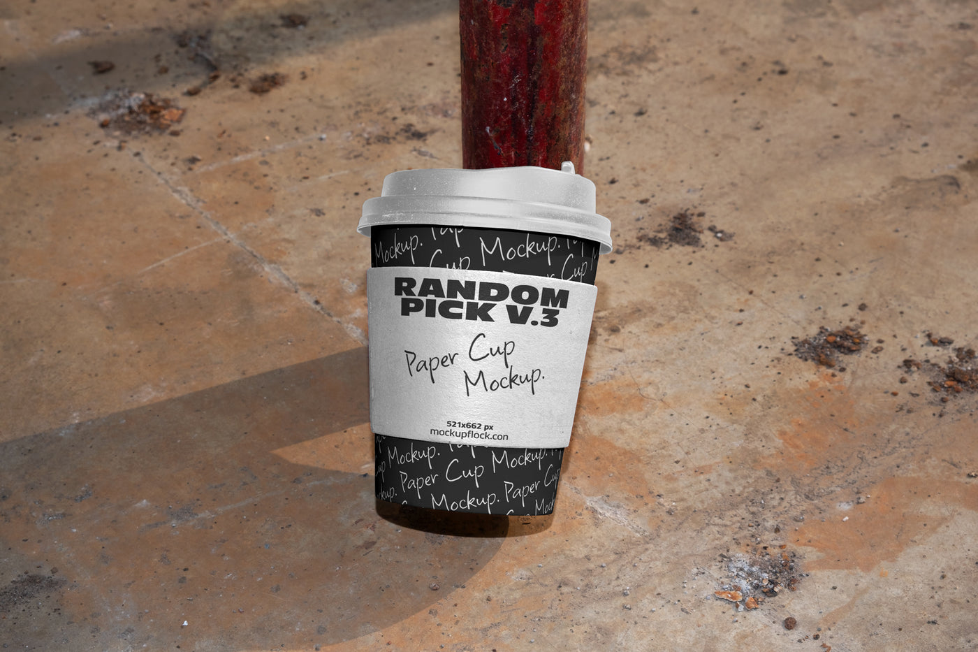 urban paper cup leaning on the leg of the chair mockup by mockup flock
