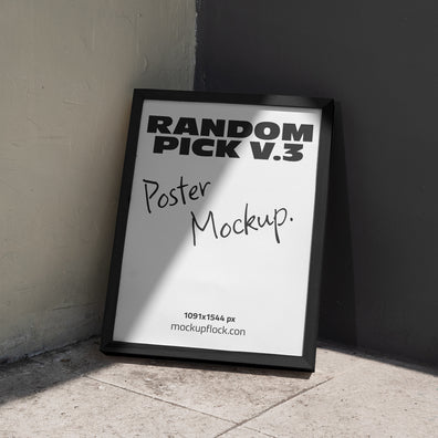 industrial wooden poster frame leaning against the wall