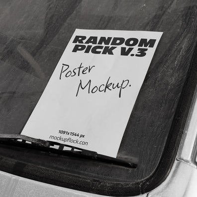 urban poster mockup leaning against car window