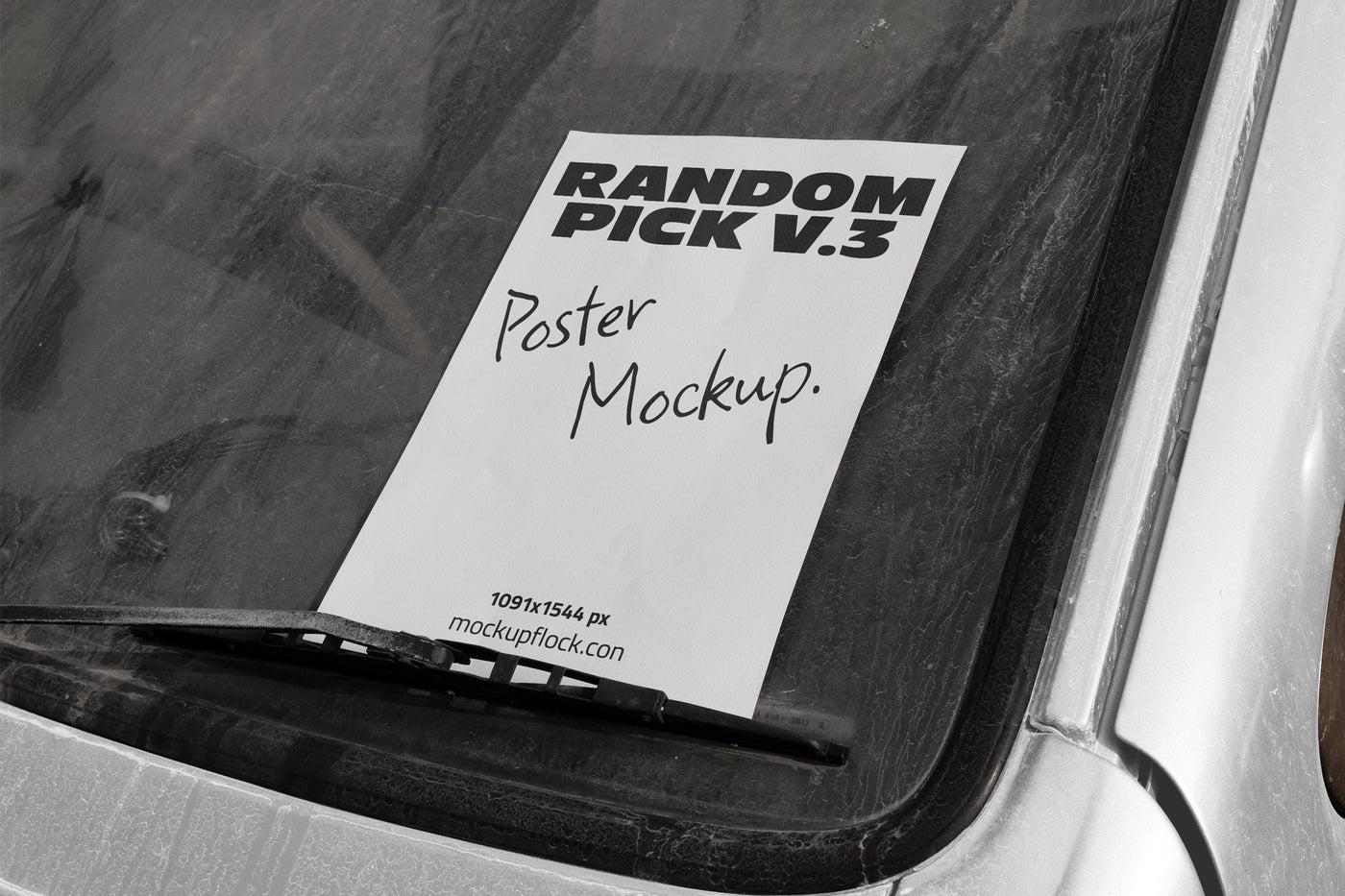 urban poster mockup leaning against car window