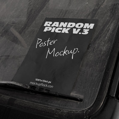 urban poster mockup leaning against car window