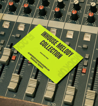 business card mockup leaning on a analog mixer