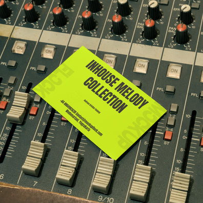 business card mockup leaning on a analog mixer