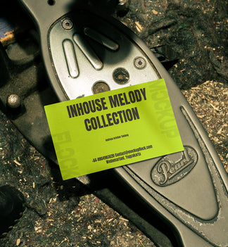 business card mockup leaning on a pedal drums