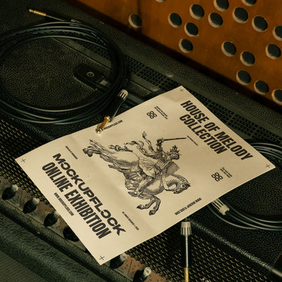 poster a4 mockup leaning on a equalizer