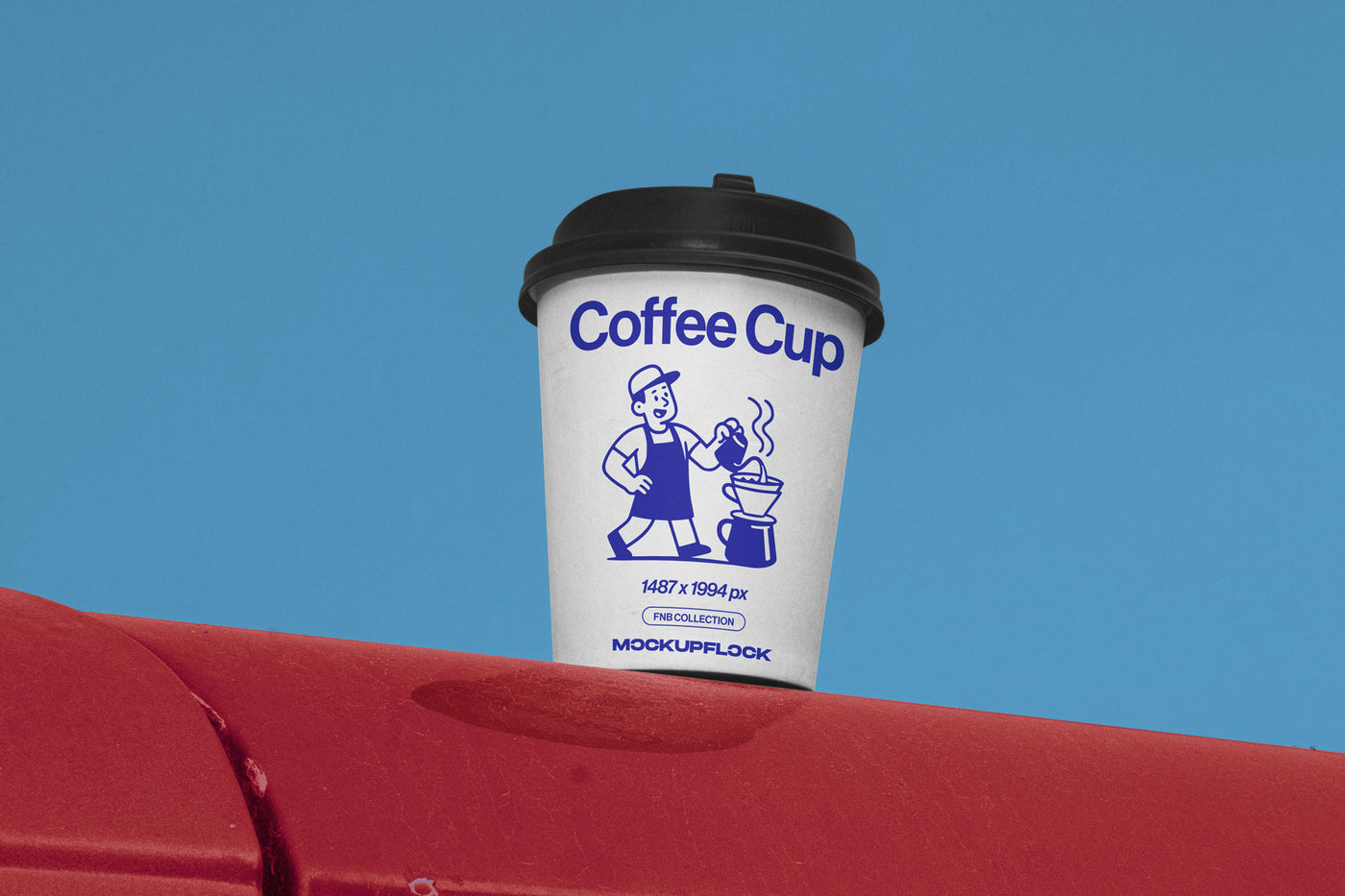 Paper cup mockup leaning on a roof car