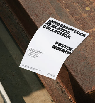 Poster Mockup displayed on rusty steel surface