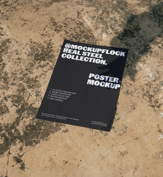 Poster mockup displayed on concrete floor