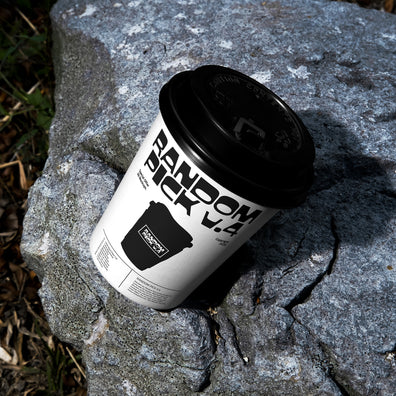 Coffee cup packaging mockup on a rock. made by mockup flock