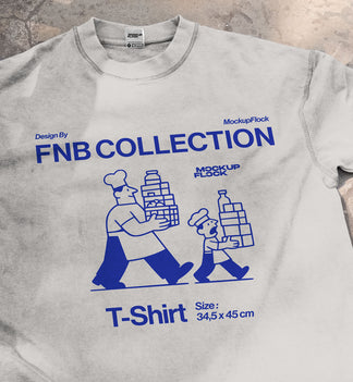 High quality T-shirt mockup leaning on the floor. Aesthetic apparel mockup created for Adobe Photoshop by Mockup Flock.