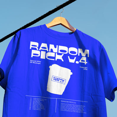 T shirt on a hanger against a clear blue sky