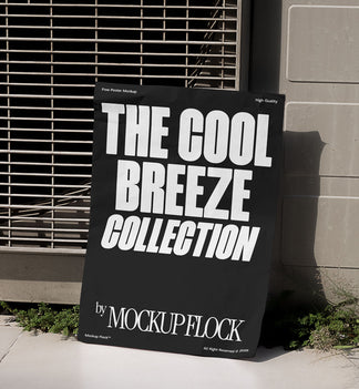 urban poster mockup is lying on the grassy floor