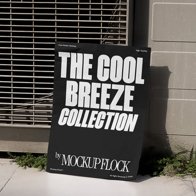 urban poster mockup is lying on the grassy floor
