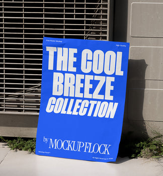 urban poster mockup is lying on the grassy floor