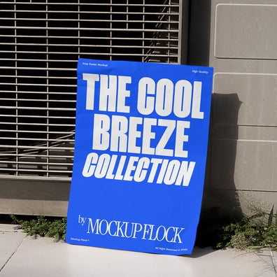 urban poster mockup is lying on the grassy floor